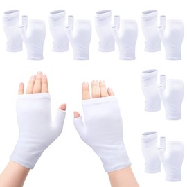 6 pares de guantes de eccema sin dedos hidratantes para adultos, algodón durante la noche manos secas (blanco)