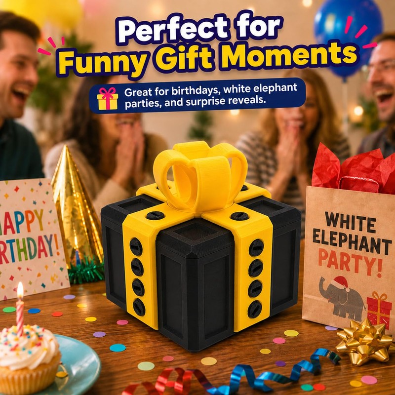 sofarefinish 3.14'' Annoying Gift Box, Multicolor 3D Printed Prank Box,