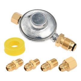 SURIEEN POL Propane Low Pressure Regulator, 3/8" Female Flare 1/2" Female NPT 3/8" Male NPT 1/4" Male NPT Gas Adapter for Barbecue Grill Camp Stove Patio Heater Low Pressure LPG Appliances Regulator