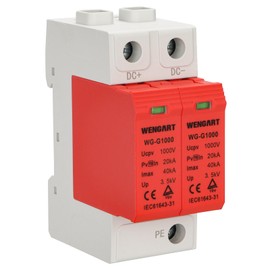 Wengart DC Photovoltaic Surge Protector Device WG-G1000, 2P 83 mm High TUV Certification, 20-40KA for Lightning Protection and Over-Voltage