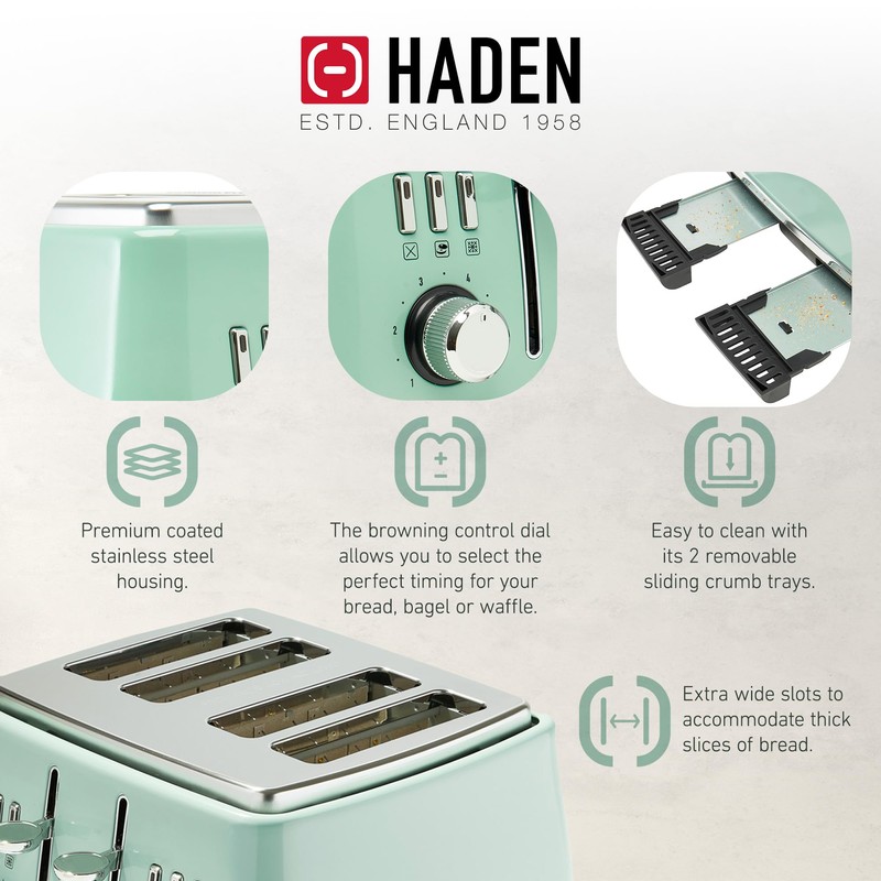 Haden Cotswold 4 Slice Extra Wide Slot Toaster with Cool