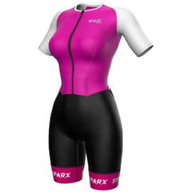 Sparx Aero Triathlon Suit Women Short Sleeve Tri Suit Women Running Swimming Cycling Skinsuit (Pink, 2XL)