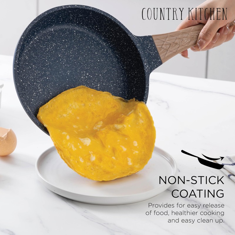 Country Kitchen Non-Stick Cast Aluminum Cookware Set - Durable Kitchen