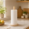 Solid Wooden Paper Towel Holder Countertop with Non Slip Base