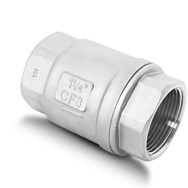 1-1/4" NPT Stainless Steel Spring Check Valve, WOG1000 NPT Thread unleaded In-Line Vertical Check Valve Non Return One Way Counterflow to Prevent the Medium Backflow for Oil Water Gas Air DN32