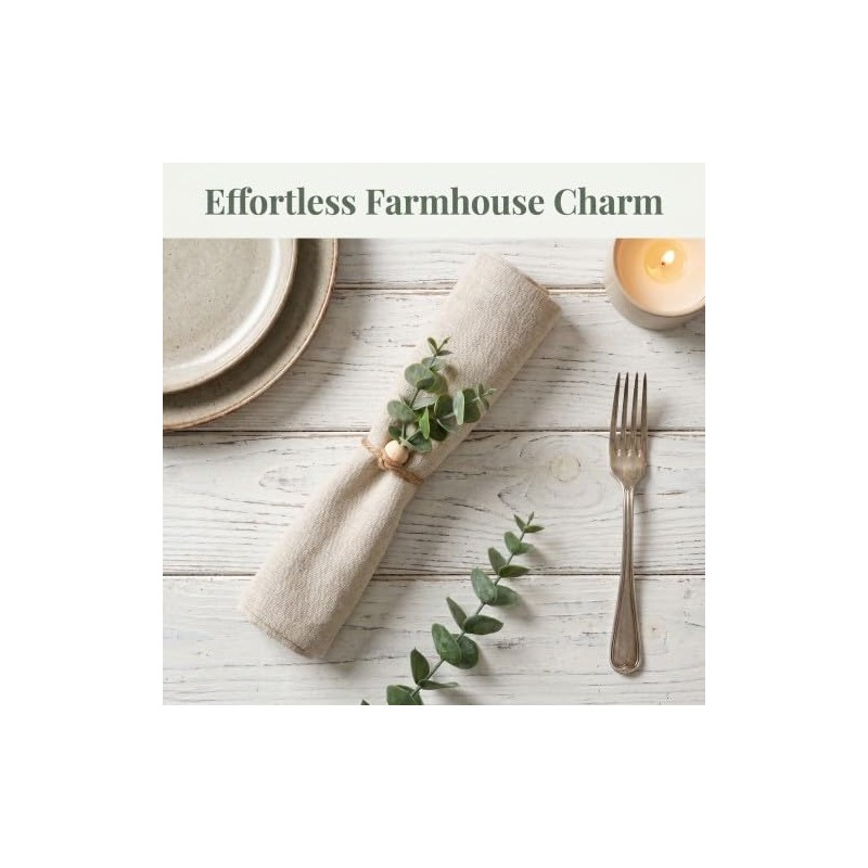 Merzio 6 Pcs Rustic Eucalyptus Napkin Rings Set, Farmhouse Boho