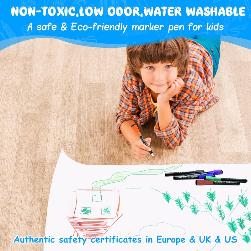 maxtek Whiteboard Pens Magentic, Fine Tip Dry Wipe Pens, Assorted