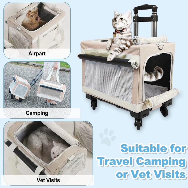 Extra Large Double Pet Carrier with 2 Detachable Carrier Bags,