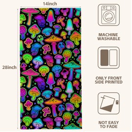 KYNWOGA Hand Towels,Colorful Mushrooms Bathroom Hand Towels Set of 2 Dish Towels Soft Absorbent Decorative Hand Towels for Bathroom Kitchen Yoga Home Decor 14 x 28 in
