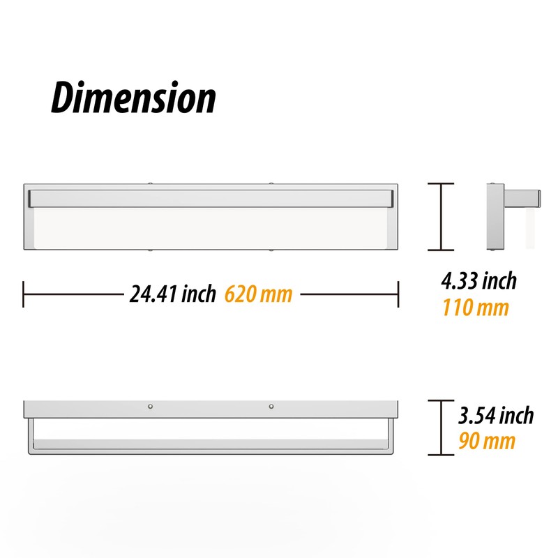 LIGHTINN LED Bathroom Vanity Light Fixture Over Mirror 24.4 inch