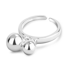 THJEW Fashionable Shiny Ball Beads Ring for Women,S925 Sterling Silver Geometric Tiny Balls Adjustable Open Ring Jewelry (Ring_B, Adjustable)