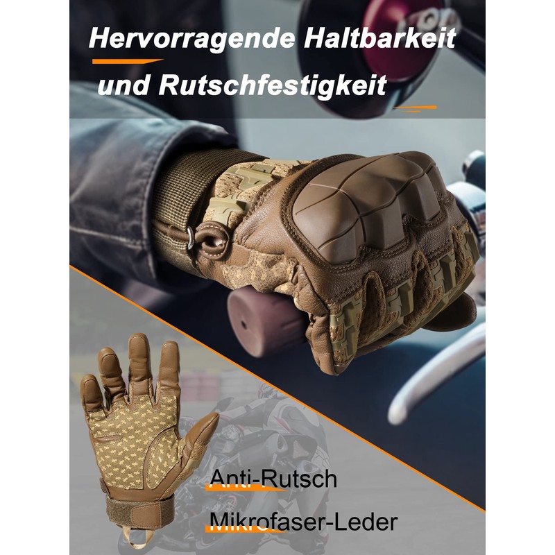 WTACTFUL Men's Motorcycle Gloves, Breathable Motorcycle Gloves, Men's Touchscreen with