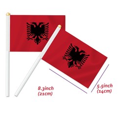 10 PCS Albania Handheld Small Flag, Albanians Hand held Mini Decor Decoration Banner