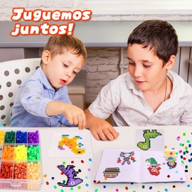6000 Fusibles de Cuentas, 24 colores, 5 mm, Kit de Manualidades de Cuentas con Tabas Perforadas, Papel de Planchar para Fiestas infantiles, Manualidadas, 90 patrones, Juguetes de cumpleaños de Navidad fuse beads