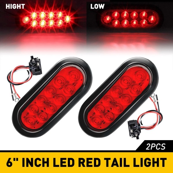 Unbranded 2 Red 6" Oval Trailer 10 Lights LED Stop