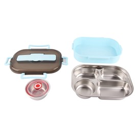 Stainless Steel Lunch Box Food Grade Safe 4 Compartments Portable Bento Box for Kids Students Adults 1.5L Blue