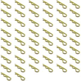 Aoktorkit 50Pcs R Clips Split Pins 3 x 65mm Color Zinc-Plated Carbon Steel Hitch Pin Fastening Pins for Trucks Tractors Lawn Mowers
