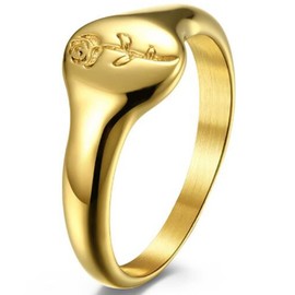 Jude Jewelers Stainless Steel Cute Dainty Rose Flower Charm Wedding Engagement Statement Promise Anniversary Pinky Ring (Gold, 8)