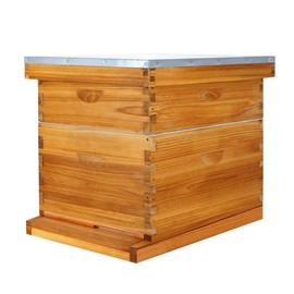 beeknows 10 Frame Langstroth Beehive Kit Dipped in 100% Beeswax Bee Hives with 1 Deep Bee Box and 1 Medium Bee Hive Box with Frame and Foundation(Unassembled)