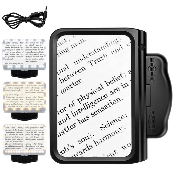 QWORK Magnifying Glass, 5X Large LED Page Magnifier for Reading,
