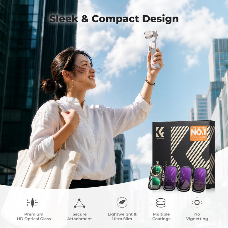 K&F CONCEPT CPL+ND16+ND64+ND256 Filter Compatible with Insta360 Luna Ultra