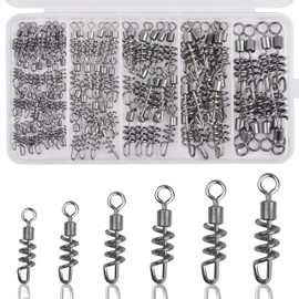 Fishing Swivel Corkscrew Snap - 105Pcs/Box Stainless Steel Rolling Swivel Connector Fishing Tackle Accessories Pull 42-176