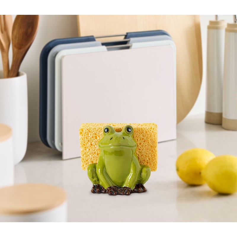 dgudgu Frog Sponge Holder for Kitchen Sink Cute Kitchen Sponge