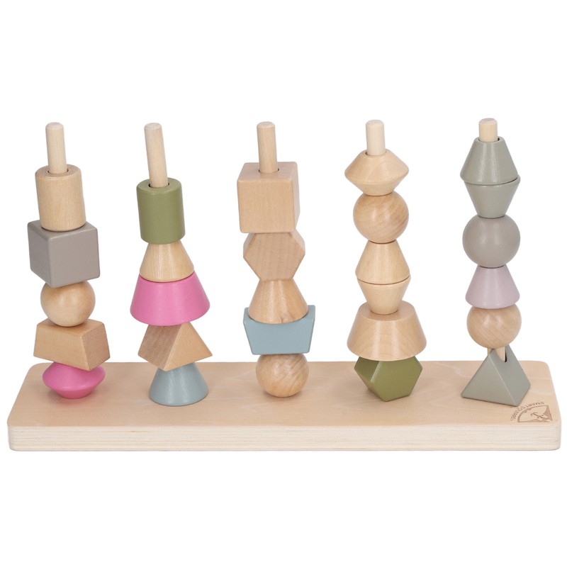 Stack Matching Set Educational Wood with 10 Cards Geometric Shape