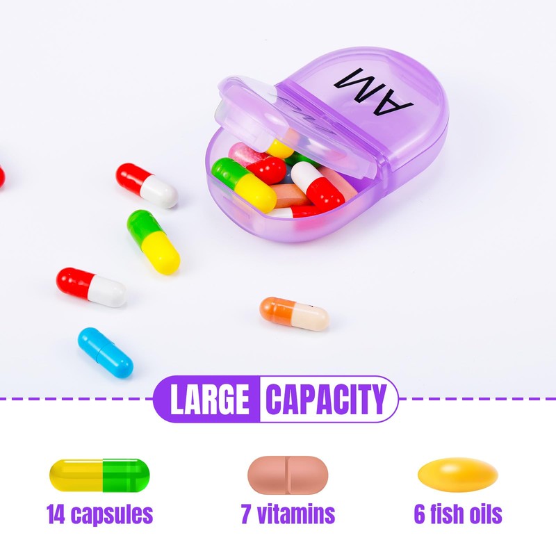 6 Pack Pill Organizer Pocket Small Case Holder Am Pm