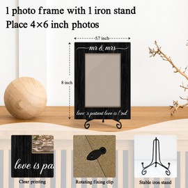 Yuansail Mr & Mrs Picture Frame - Love Is Patient Love Is Kind, 4x6 Wooden Frame, Multicolor, 5.7x8 inches, Tabletop