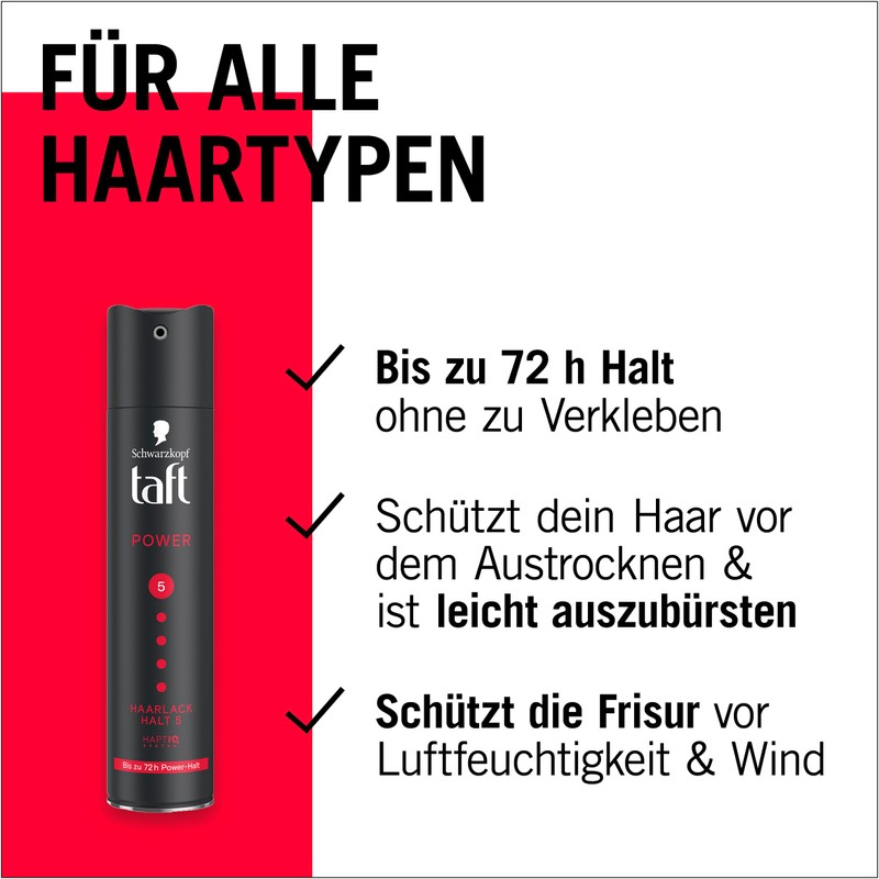Schwarzkopf Taft Haarlack Power (250 ml), Haltegrad 5 Haarstyling, Haarspray