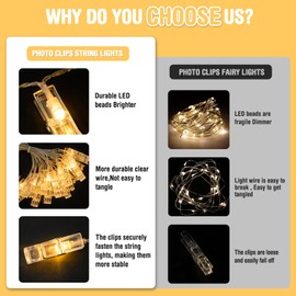 JMEXSUSS 40 LED Photo Clip String Lights with 40 Clips, Classroom Lights
