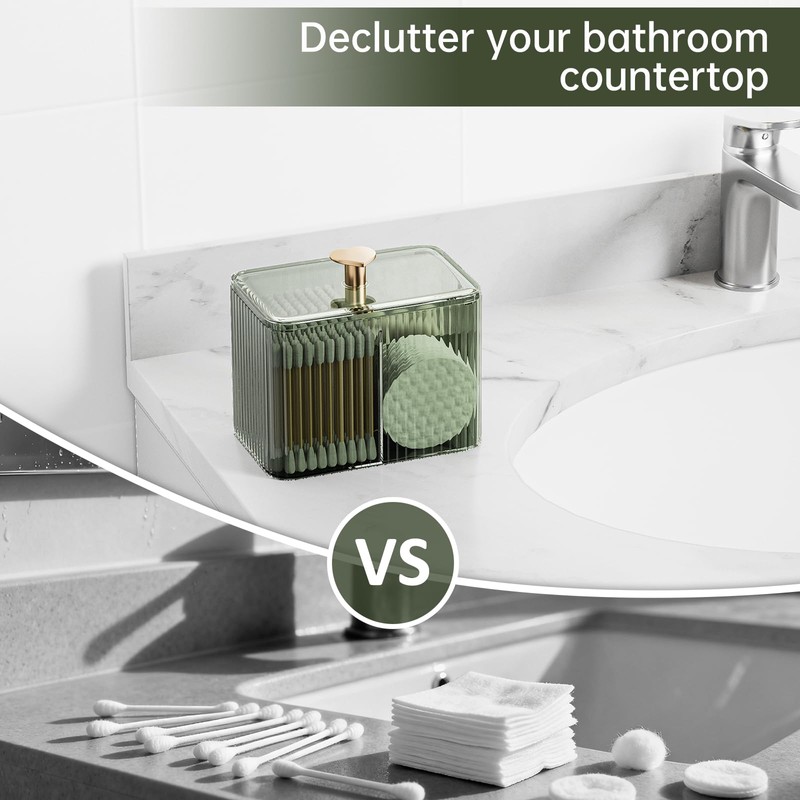 3 Slots Clear Plastic Q Tip Holder for Bathroom with