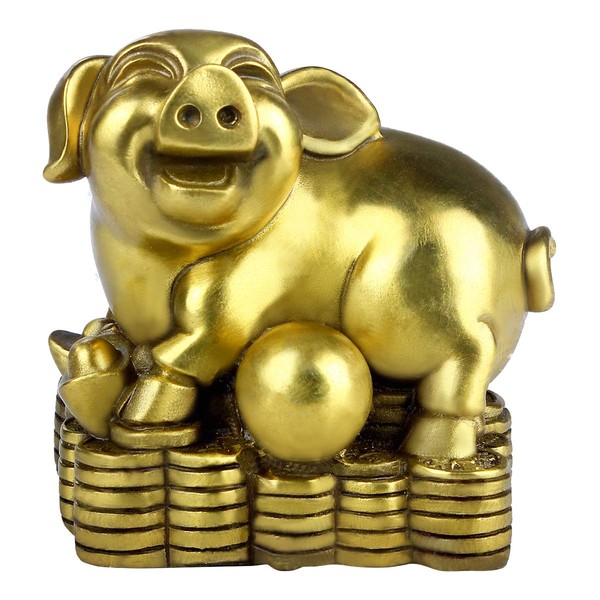Money Pig Laugh Thick Cute Zodiac Figurine Good Luck One 縁起物 Toppers Spun 铜工 Crafts Good Luck Goods to protect your new year celebration, Peace Happiness Fortune up