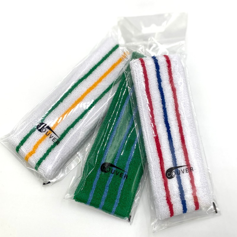 COUVER Tennis Style Premium Quality Athletic Terry Head Sweatband,1PC, Black