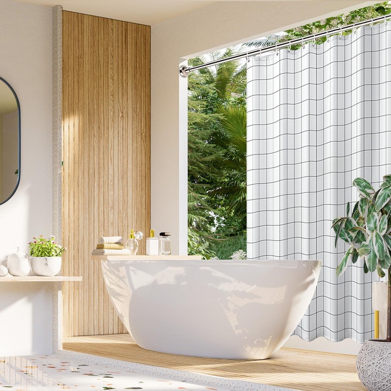 Bonpally Shower Curtain Rod 32-75 Inches Adjustable, Non-Slip Spring Tension
