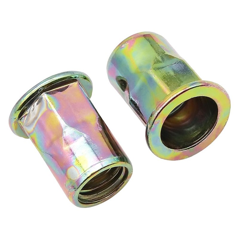 10Pcs M12 x 22mm Carbon Steel Rivet Nut Insert, Zinc