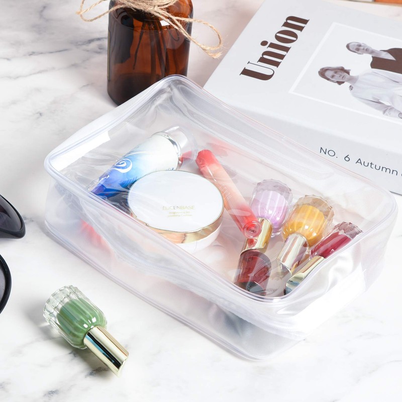 Wobe 5 Packs Clear Cosmetics Bag TSA Approved, PVC Zippered