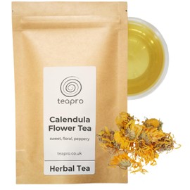 Teapro Calendula Tea 200g | Premium Marigold Loose Leaf Tea | Calendula Officinalis Caffeine Free Herbal Tea | Natural Dried Calendula Flowers