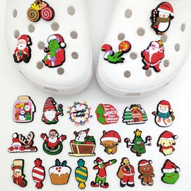 26pcs Christmas Shoe Charms Fit for Clog Wristband Bracelet Decoration Santa Claus Pins Accessories for Women Men Kids Boy Girl Adult Birthday Christmas Party Favor Gifts