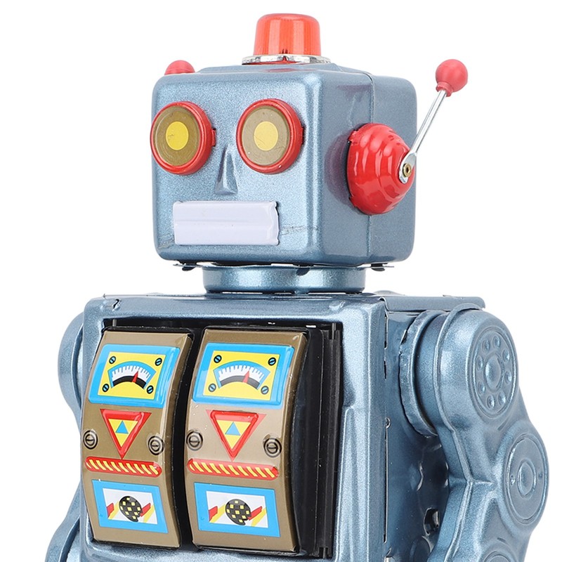 Metal Tin Robot Toy Retro Electric Rotating Figures Model Adult