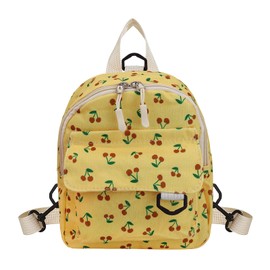 Energather Mini Backpack, Small Corduan Women's Backpack for Women and Girls, Cute Women's Small Backpack Girls with Cherry Motifs for Shopping, Travel, Walking, yellow, S