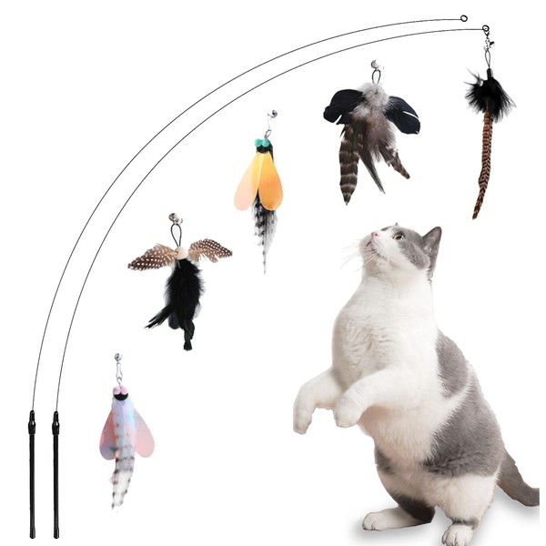 Yauende Cat Feather Toys, Indoor Cat Interactive Toys, 2 PCS