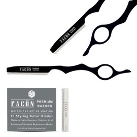 FACON Facn Professional Hair Styling Thinning Texturizing Cutting Faether Razor + 10 Replacement Blades