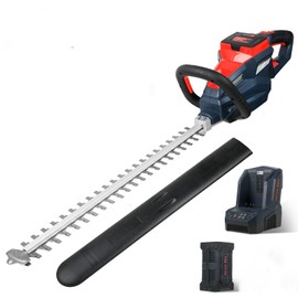 Worth Garden 84V Brushless Cordless Hedge Trimmer with 24-Inch Blade, Include 2.5Ah Battery & 40Min Fast Charger - Reduced Vibration, Lightweight & Powerful for Long Runtime