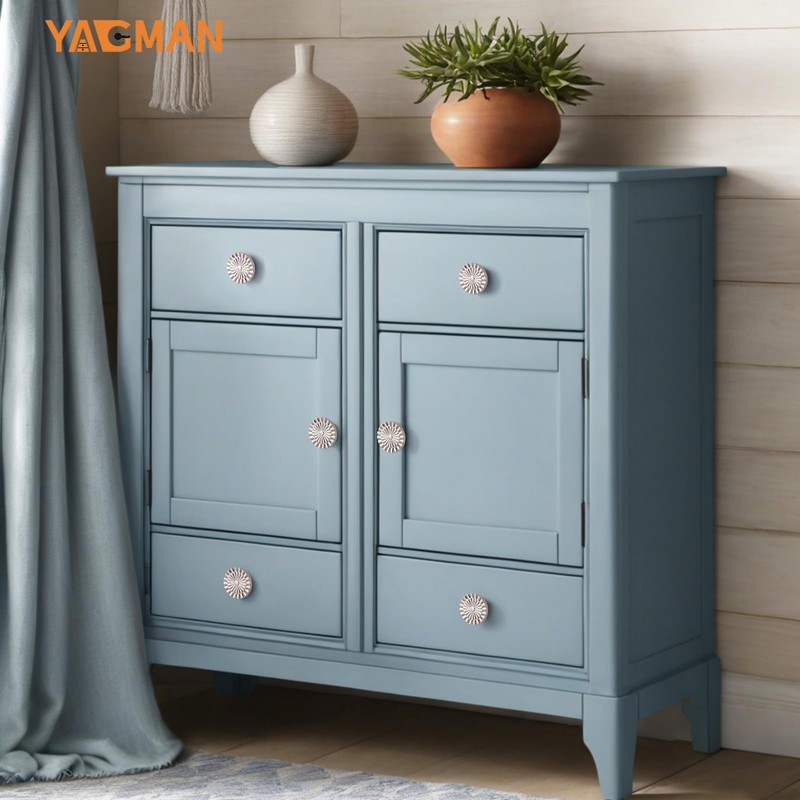 Yagman Brushed Nickel Cabinet Knobs 10 Pack Round Sunflower Dresser