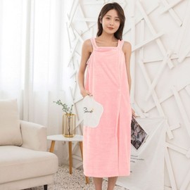 Microfiber shower gown shower wrap pink