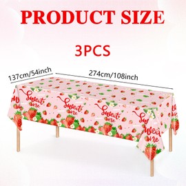 ADWYOBB 26-Piece Strawberry Theme Party Decoration Kit,3pc Strawberry Tablecloth 54 x 108 inches,Suitable for Strawberry Fruit Themes, Birthday Parties, Shower Party Supplies