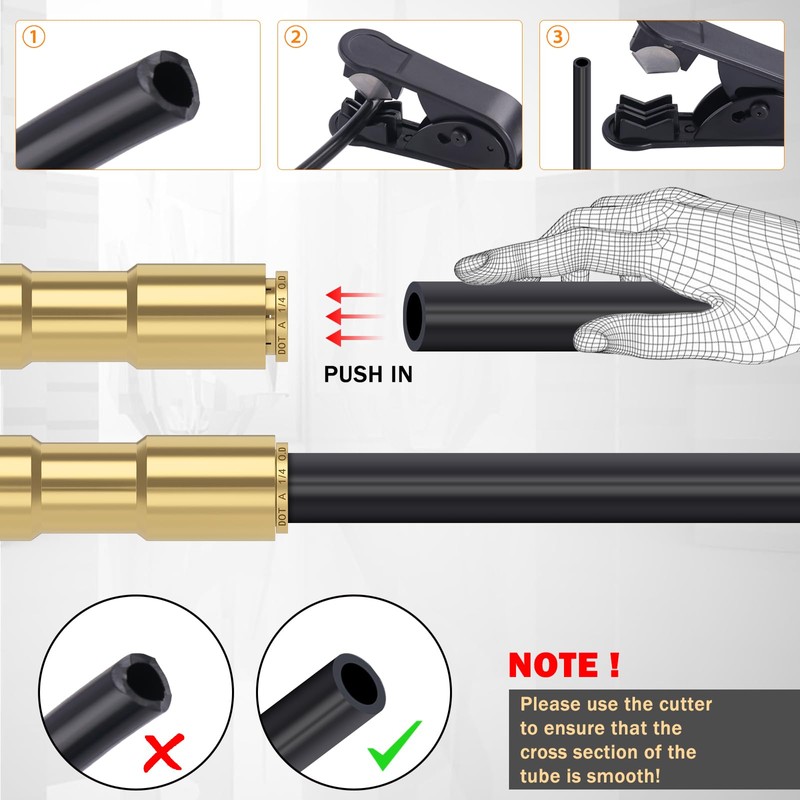 CheeMuii 6 PCS 1/4 Brass DOT Air Line Fitting Straight