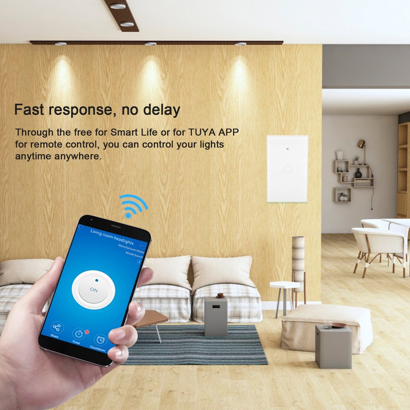 Intelligent WIFI Touch Switch Single Fire 1 Channel White AC